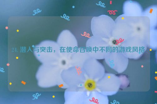 24. 潜入与突击，在使命召唤中不同的游戏风格